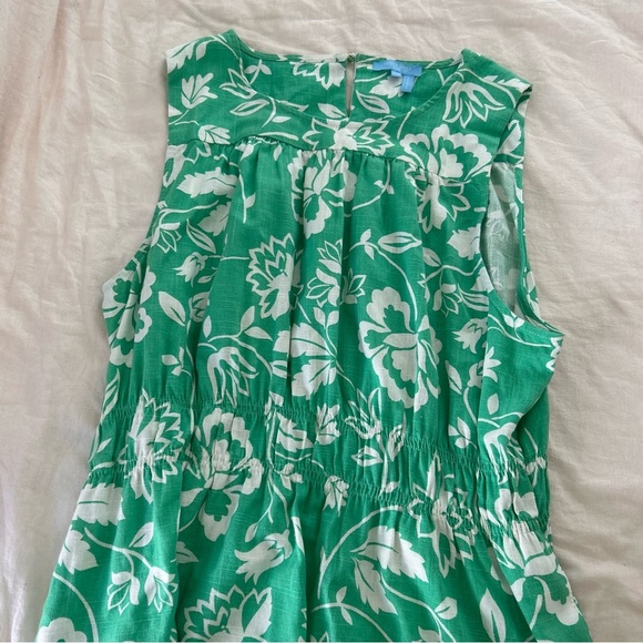 Draper James RSVP Green white vibrant spring Floral linen tiered maxi dress XXL - Picture 4 of 9